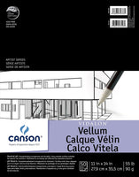 Canson Artist Series Vidalon - Bloc de papel de vitela translúcido y libre de ácido para lápiz, tinta y marcadores, plegable, 55 libras, 19 x 24 pulgadas, 50 hojas - Arteztik
