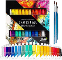 Crafts 4 ALL - Juego de pintura acrílica (24 colores, ideal para lienzos, madera, cerámica, tela) Colores vibrantes y no tóxicos. Pigmentos ricos de calidad duradera para principiantes, estudiantes y artistas profesionales. - Arteztik
