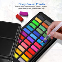 Emooqi - Juego de pintura de acuarela con 36 colores de pigmento, 2 bolígrafos de línea de gancho, 2 pinceles de agua, almohadilla de papel de acuarela, para artistas, pintura, profesionales, principiantes - Arteztik
