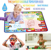 Kizzyea - Alfombrilla para dibujo de agua, juguetes para niños, tamaño grande, para niños y adolescentes, para tabla de pintura, colores neón, regalos para niñas de 2 a 3 años y 5 años de edad, 30.0 x 30.0 in, 4 bolígrafos, folleto de dibujo incluido - Arteztik
