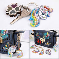 MWOOT - Llavero de pintura de diamante con patrón de unicornio, 5D con diamante de imitación de diamante de imitación para hacer mosaicos, manualidades para bolso y bolso - Arteztik
