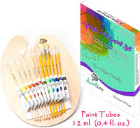 daveliou Pintura Pinceles & Paleta – Juego de 12 pinceles – 12 acrílico no tóxico pinturas – Paleta de madera - Arteztik
