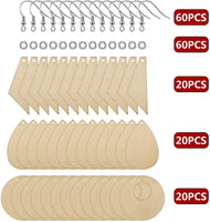 60 pendientes de madera sin terminar con forma de lágrima en blanco y colgante de corte cónico con 60 ganchos para pendientes y 60 anillos de salto para manualidades y bisutería. - Arteztik
