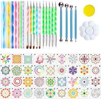 46 plantillas de mandala y 25 piezas de mandala para pintar rocas, puntos de uñas y suministros de dibujo artístico. - Arteztik
