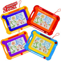 2 unidades de tamaño mediano magnético Doodle tablero de dibujo de juguete para niños y niños pequeños – Colorido grabado magnético borrable un boceto escritura almohadilla de dibujo con pluma mágica regalo clásico para niños niñas fiesta de cumpleaños - Arteztik
