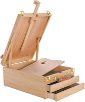 U.S. Art Supply Grand Cayman - Caballete de madera ajustable con 2 cajones, paleta de pintura, madera de haya de primera calidad, maletín de madera portátil para artistas, pintura artística, marcadores, bocetos, dibujos. - Arteztik
