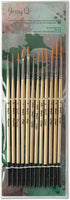 Jerry Q Art 12 pcs Pinceles Detalle, dorado, pelo sintético, alto rendimiento para aceite, acrílico y acuarela jq-503 - Arteztik
