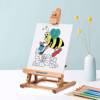 Juego de pintura para niños, kit de pintura con caballete de mesa con baba de arte, 12 acrílicos, 12 lápices de acuarela, 10 pinceles de pintura, 4 lienzos de 8 x 10, papel y más - Arteztik
