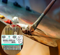 daveliou Pintura Pinceles & Paleta – Juego de 12 pinceles – 12 acrílico no tóxico pinturas – Paleta de madera - Arteztik

