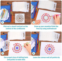 Mandala Dotting Tool Kit de arte, Audab 42 piezas Mandala Rock Dotting Set con plantillas de plantilla, Stylus Pen bandeja de pintura y pinceles de pintura para Mandala Rock Painting - Arteztik
