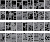 Biubee 36 plantillas de plástico de más de 1500 patrones diferentes – 4 x 7 pulgadas plantillas de dibujo para cuaderno, diario, álbum de recortes de bricolaje - Arteztik
