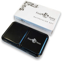 Field Artist Pro 12HP - juego completo de acuarela de viaje, incluye media paleta de 12 colores brillantes, 2 cepillos a la medida, una esponja de mar genuina, una caja clásica de metal, todo cabe en su bolsillo. - Arteztik
