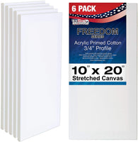 U.S. Art Supply - Lienzo estirado de 7.9 x 15.7 in, 12 onzas, imprimado, paquete de 6, profesional blanco en blanco de 0.7 in, perfil pesado, Gesso sin ácidos, paquete a granel, pintura, vertido de acrílico, pintura al óleo - Arteztik
