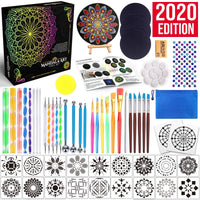 Kit de herramientas de pintura con diseño de mandala de Insnug – Plantillas de pintura de punto de roca – Juego de herramientas de arte para manualidades con brocha de bandeja con cremallera impermeable para uñas, piedra, mandala, arte, dibujo, decoración - Arteztik
