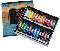 MEEDEN - Juego de 46 piezas de pintura al óleo con caballete de madera de haya, tubos de pintura al óleo de 0.4 fl oz x 24 y todos los suministros adicionales, perfecto para principiantes, estudiantes y niños - Arteztik
