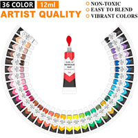 Juego de pintura de acuarela, Shuttle Art 36 colores de acuarela en tubos (0.4 fl oz cada uno) con 3 pinceles, rico pigmento, fácil de mezclar, perfecto para niños, artistas, principiantes, estudiantes - Arteztik
