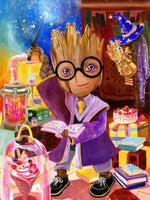 Betionol - Kit de pintura de diamantes 5D para niños y adultos, kit de pintura de diamantes de imitación de cristal de perforación completa por números con el tema de Babby Groot, 12 x 16 pulgadas - Arteztik
