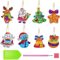 Cieovo - 8 llaveros de Navidad con diamantes de imitación, diseño 5D - Arteztik
