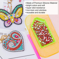 6 piezas antideslizante herramientas estera pegajosa para pintura de diamante, 5.6 x 3.3 pulgadas antideslizante universal gel Pad para accesorios de bordado de diamante 5D para niños o adultos - Arteztik
