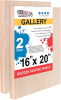U.S. Art Supply - Tableros de madera de abedul, 16.0 x 20.0 in, base de 1.5 in de profundidad (paquete de 2) lienzos de pared de madera para artistas – Pintura de medios mixtos, acrílico, aceite, etc. - Arteztik
