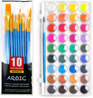 Juego de pinceles de acuarela Aroic, con una pintura de acuarela, 36 colores, y un paquete de 10 pinceles de diferentes tamaños, el mejor regalo para principiantes, niños y amantes del arte. - Arteztik
