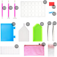 Outuxed - Juego de herramientas de punto de cruz con diamantes 5D para manualidades, 127 piezas, con 28 ranuras y caja de bordado de diamantes y pegatinas para manualidades - Arteztik
