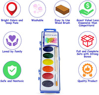 Color Swell - Pintura acuarela a granel, 18 unidades con cepillos de madera, 8 colores de agua lavables, ideal para familias, niños, adultos, fiestas, aulas - Arteztik

