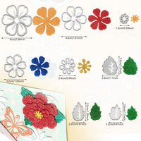 2 juegos de plantillas de corte de metal con diseño de flores y hojas, 14 estilos, plantillas de troquelado 3D para manualidades, álbumes de recortes, tarjetas de papel, 14 unidades en total - Arteztik
