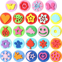 24 esponjas de pintura de espuma EVA para estampador de pintura de doble cara con esponja para dibujar y pintar para niños y niñas pequeñas, aprendizaje temprano y manualidades DIY, formas variadas - Arteztik
