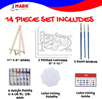 Juego de pintura para niños y caballete – Kit de pintura acrílica de 14 piezas, 6 pinturas lavables no tóxicas, 1 caballete de madera, 2 lienzos pre-tensados de 8 x 10 pulgadas, 3 pinceles, paleta, tabla de colores para mezclar suministros de manualidades - Arteztik
