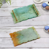 Molde de resina, moldes para moldes de resina y silicona con 1 bandeja de ágata de geodas y 3 asas doradas/plateadas, moldes para platos de ágata de geoda, para hacer tú mismo bandejas de ágata y tabla de servir. - Arteztik
