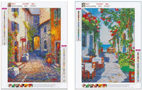 Juego de 2 kits de pintura de diamante 5D con números para adultos, niños, principiantes, Mediterráneo, paisaje europeo, decoración de pared del hogar, 12 x 16 pulgadas - Arteztik
