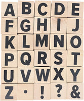 Juego de 2 (60 piezas) sellos de letras y símbolos de madera de 1.0 in para manualidades y álbumes de recortes - Arteztik
