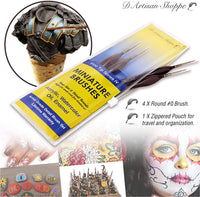 Juego de pinceles de pintura en miniatura. Juego de 4 pinceles de pintura para acuarela acrílica, aceite y martillo de guerra Nail Airplanes Art Craft Game DND Miniatures Figurines - Arteztik
