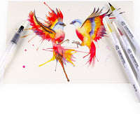 54 bolígrafos de acuarela, 15 páginas y vídeo en línea Tutorial Series de Chromatek. Punta de cepillo real. 4 pinceles de mezcla. Fácil de mezclar. Vivo. Liso. 50 colores únicos. Suministros de arte profesional. - Arteztik
