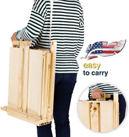 Artina caballete de escritorio Miami - caballete de mesa de madera portátil y plegable con paleta de madera y estuche para lienzo de hasta 33,8" - Arteztik
