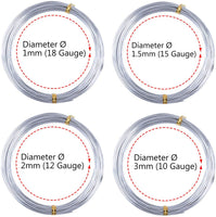Qihaihp - Alambre de aluminio plateado para manualidades (1/1,5/2/0.118 in de grosor), flexible y flexible, para proyectos de manualidades y manualidades, esqueleto - Arteztik
