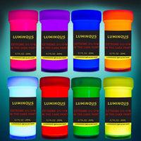 individuall Luminous Extreme Glow in The Dark Paint – Juego de 8 pinturas de neón autoluminosas – Pintura fosforescente de alta pigmentación de larga duración – Pintura de neón brillante - Arteztik
