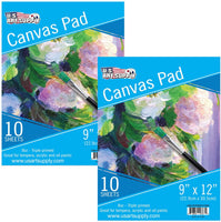 U.S. Art Supply 9" x 12" 10-sheet 8-Ounce Triple Imprimación acid-free lona Paper Pad (Pack de 2 unidades) - Arteztik
