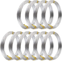 10 rollos de alambre de metal de aluminio flexible, calibre 18, alambre flexible para manualidades, alambre plateado para hacer muñecas, esqueleto, manualidades, 0.039 in de grosor, 328 pies, 109 yardas - Arteztik
