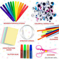 Dragon Too Mega Kids Kit de tarros para manualidades y arte – Juego de 1000 piezas – folleto de instrucciones incluido – pegamento con purpurina, papel de construcción, palillos de paletas de colores, ojos googly y limpiadores de pipa - Arteztik
