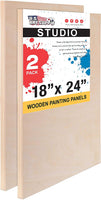 U.S. Art Supply - Tableros de madera de abedul para paneles de pintura de 18.0 x 24.0 in, cuna de 0.7 in de profundidad (paquete de 2) - Lienzo de pared de madera para artistas - Pintura para manualidades mixtas, acrílico, aceite, acuarela, encáustico - Arteztik
