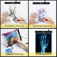 Yoassi - Kit de panel de luz LED para pintura de diamantes, tamaño A4, con herramientas y accesorios completos de pintura de diamantes, ideal para taladrar y taladrar parcialmente, pintura de diamante 5D - Arteztik
