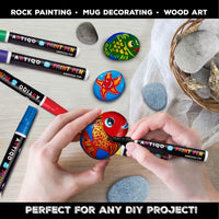 Lápices de pintura para pintura de roca– Madera, vidrio, metal y cerámica. Funciona en casi todas las superficies. Juego de 15 marcadores de punta media vibrante, de secado rápido, resistentes al agua - Arteztik
