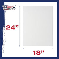 U.S. Art Supply - Lienzo estirado de 18.0 x 24.0 in, 12 onzas, imprimado, paquete de 6, profesional blanco en blanco de 0.7 in, perfil pesado, Gesso sin ácidos, paquete a granel, pintura, vertido de acrílico, pintura al óleo - Arteztik
