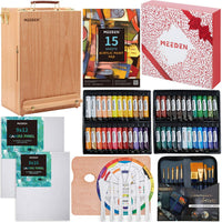 Juego de pintura acrílica prémium de 70 piezas de Meeden, caja de caballete de madera de haya maciza, juego de pintura acrílica de 48 × 0.7 fl oz y todos los suministros adicionales, kit de herramientas de pintura para artistas principiantes, estudiantes - Arteztik
