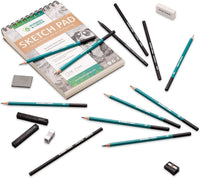 Juego de lápices de dibujo, dibujo y lápices de carbón. Incluye 100 hojas de dibujo y borrador de rodillas. Kit de arte y suministros para niños, adolescentes y adultos. - Arteztik
