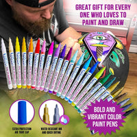 Pintar - Juego de 24 rotuladores de punta fina para pintura de roca, cristal de cerámica, madera, papel, tela y porcelana, resistente al agua, bolígrafo, suministros para manualidades, proyectos de bricolaje - Arteztik
