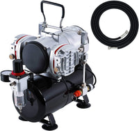 Master Airbrush 1/5 HP Cool Runner II Dual Fan Tank Air Compressor Kit Model TC-326T - Professional Single-Piston with 2 Cooling Fans, Runs Longer Without Overheating - Regulator Water Trap, Holder - Arteztik
