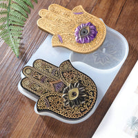 Molde de Hamsa, molde de resina, molde de amuleto de palma, mano de Hamsa de resina epóxica con soporte para incienso. El diseño es colaboración de LET'S RESIN&Resin Queen - Arteztik
